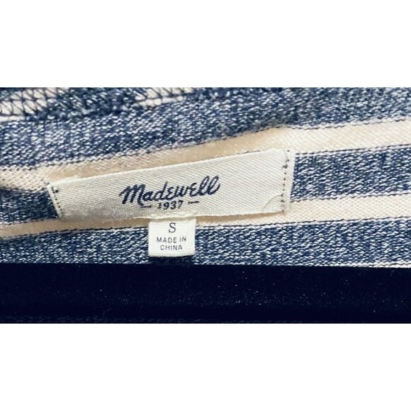 Madewell Top Womens Small Blue Ivory Striped Long Sleeve Comfy Stretch Boho - Picture 5 of 6